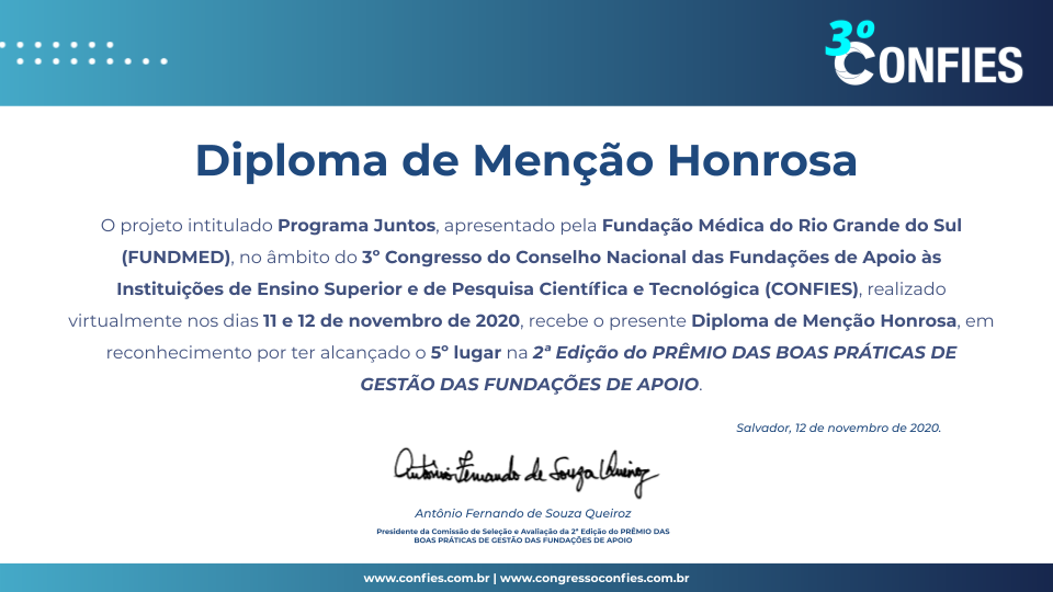 Diploma de Menção Honrosa do Prêmio do 3º CONFIES